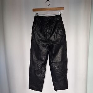 Vintage Ruth Wagner Black  Leather Barrel Cropped Pants